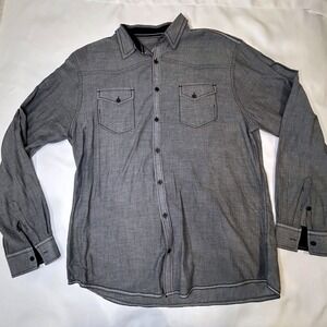 Carbon Button Down Shirt Mens XL Gray Good Western‎ Contrast Stitch Long Sleeve